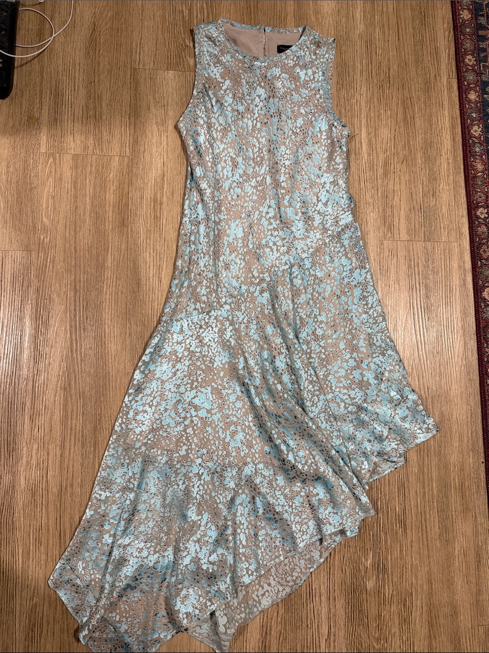 Donna Karan  sleeveless crew neck Asymmetric Hem Dress S
